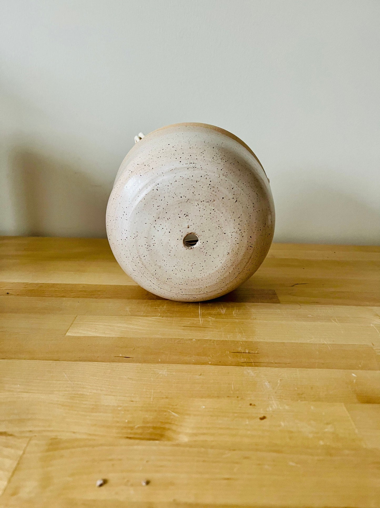 seconds-Hanging orb planter -ceramic- drainage hole