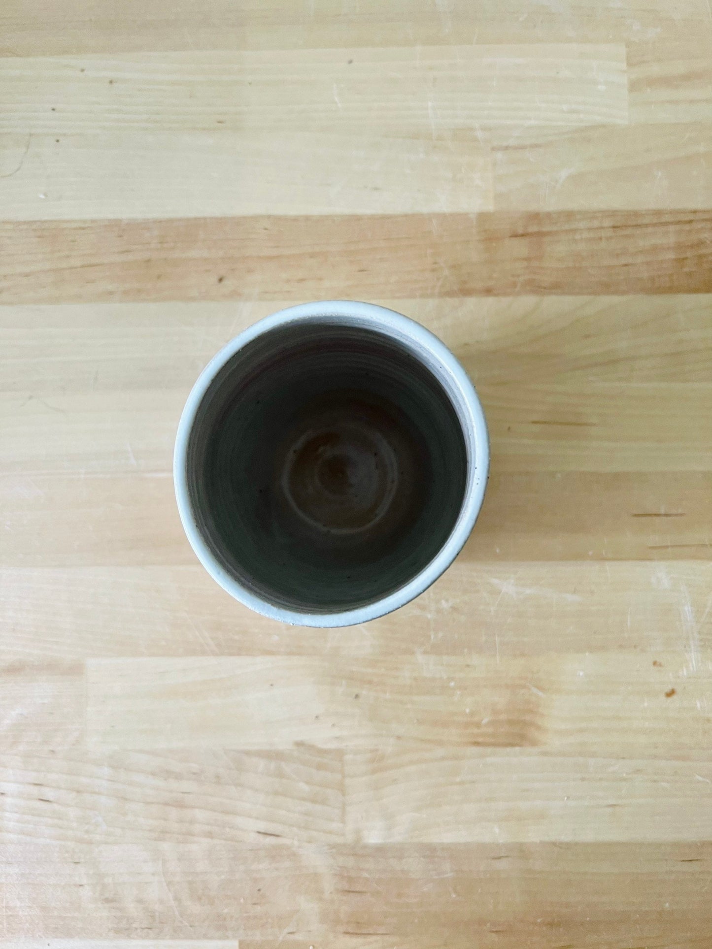 seconds- criss crossed white ceramic tumbler- Drinking glass. Ceramic.