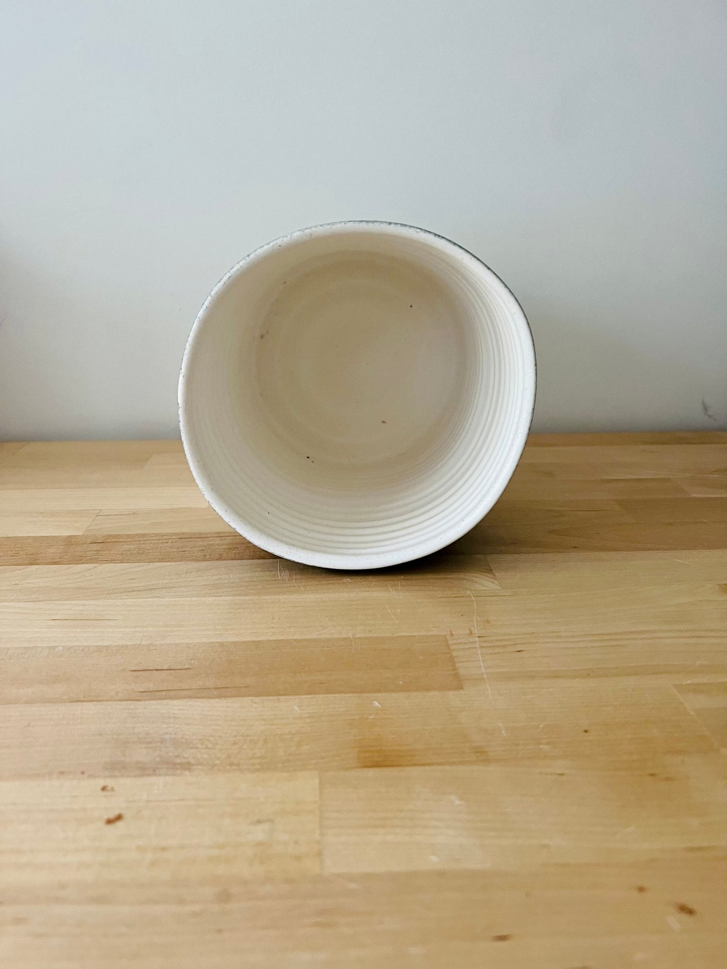 Seconds - sample sale - criss cross utensil holder- ceramic crock- white and gray