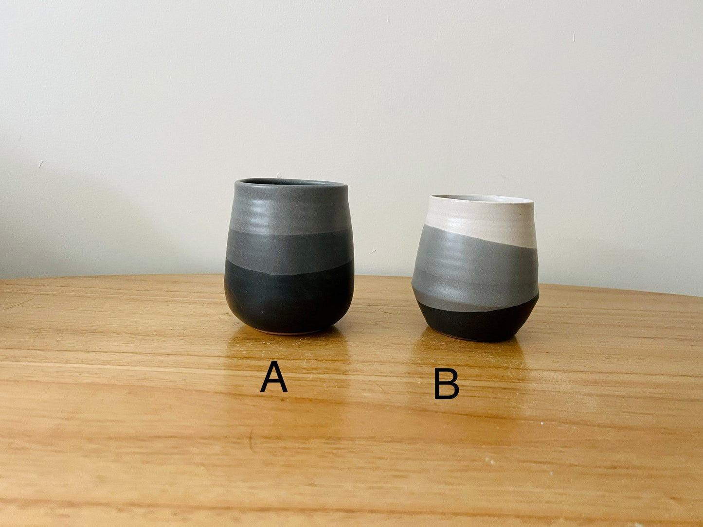 seconds- criss crossed white ceramic tumbler- Drinking glass. Ceramic.