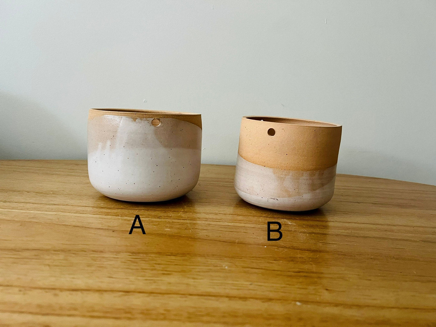 seconds-Hanging orb planter -ceramic - with drainage hole-