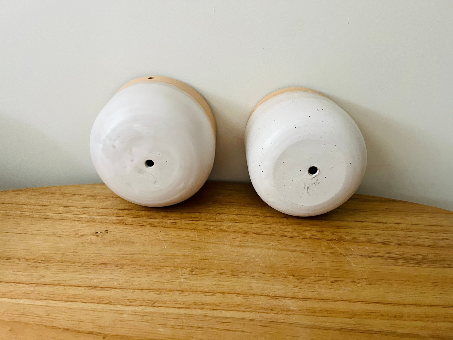 seconds-Hanging orb planter -ceramic - with drainage- cord included hole-6 inch