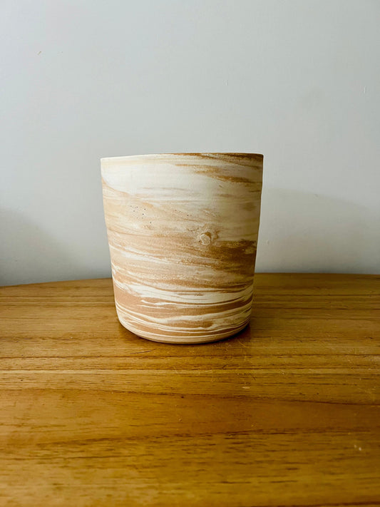 Seconds - sample sale - criss cross utensil holder- ceramic crock- marbled