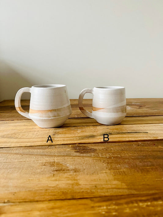 SECONDS-white criss cross angled mugs - coffee mugs-