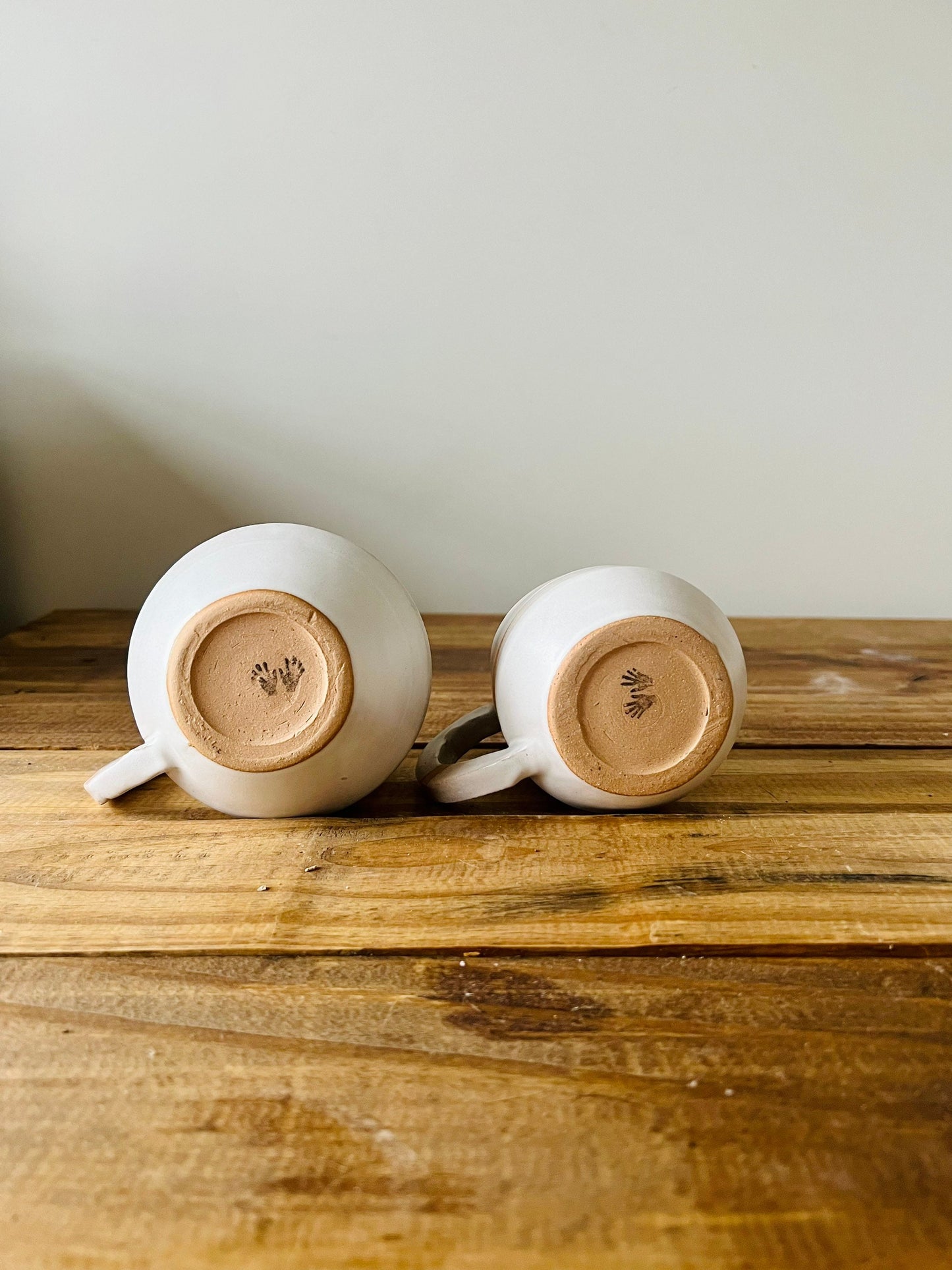 SECONDS-white criss cross angled mugs - coffee mugs-