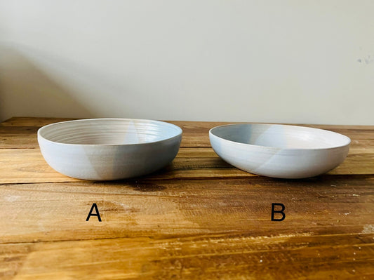 SECONDS- Cross cross wide bottom bowls. Handmade. white. kitchen decor