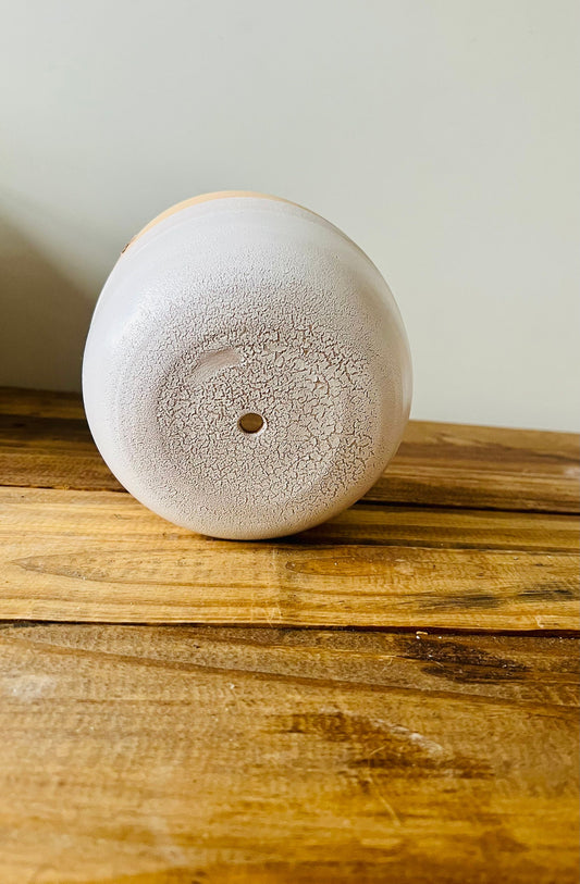 seconds- Hanging orb planter -ceramic- drain hole