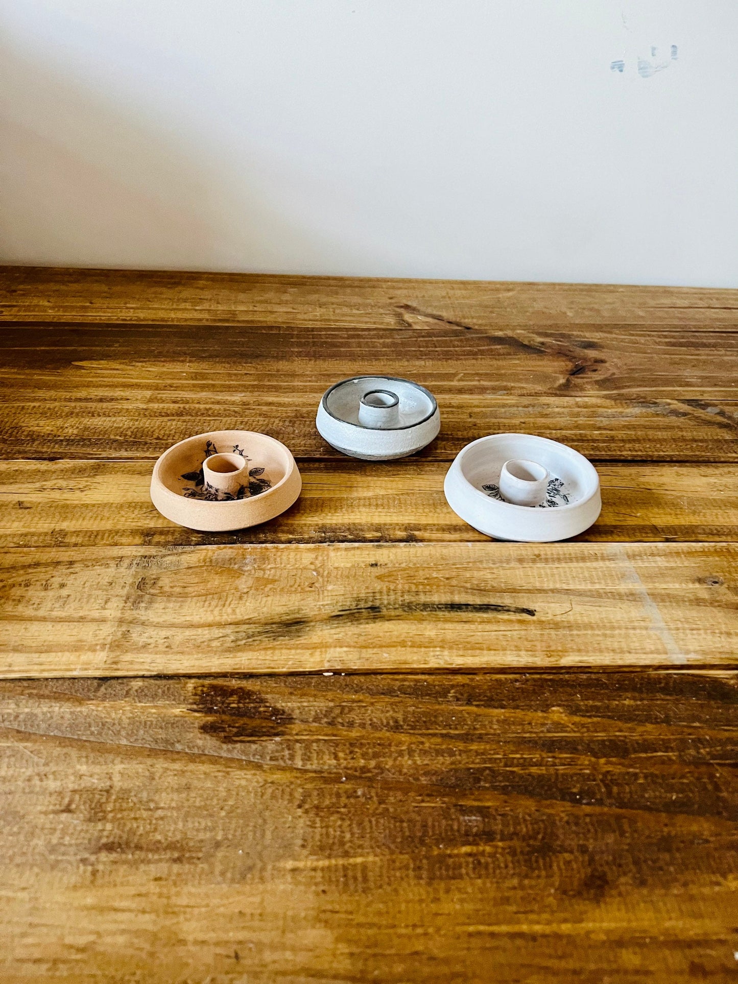 Seconds - Angled Candle Holder for Taper Candle - White - Handmade Ceramic - Color Options