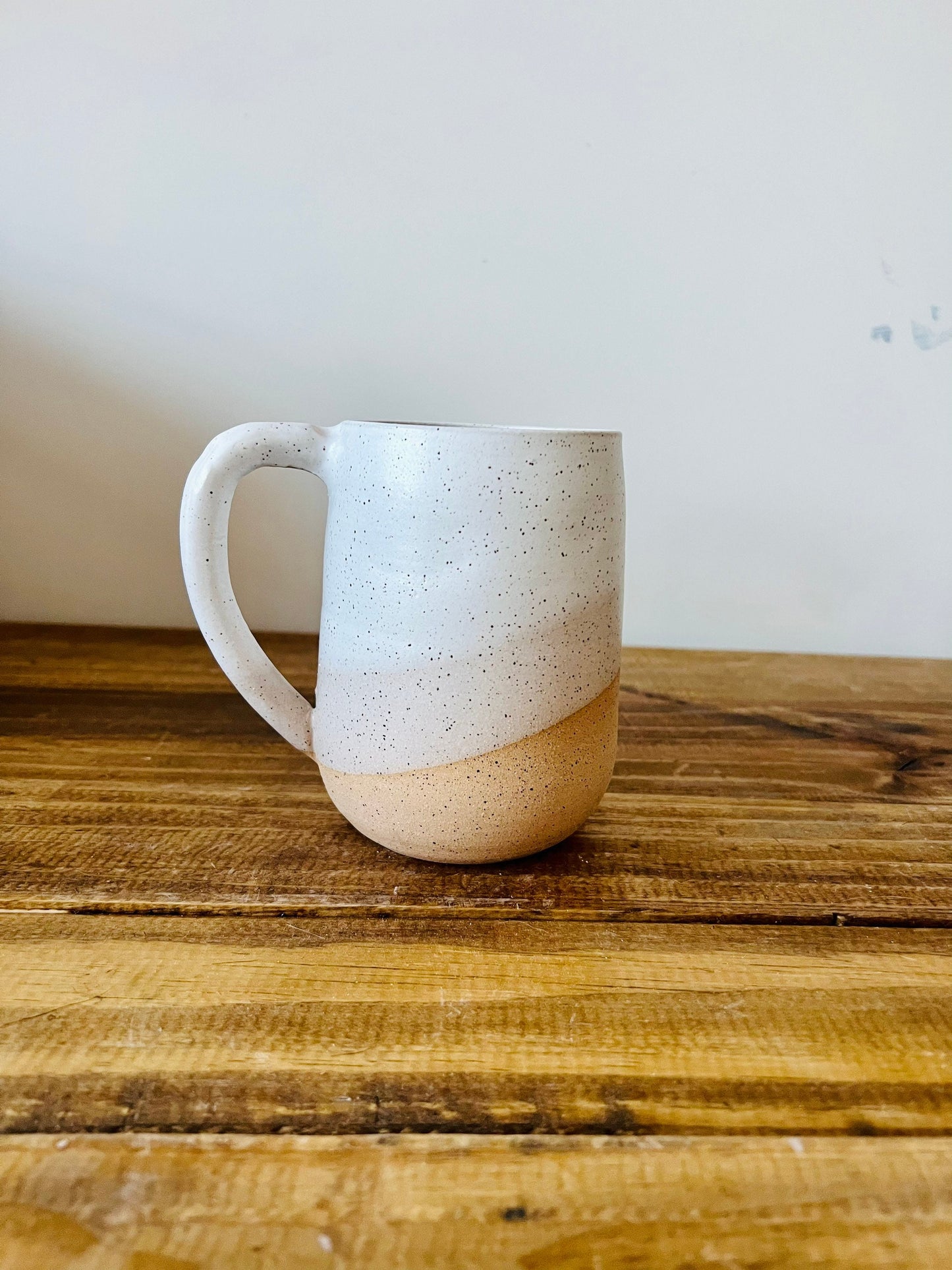 SECONDS-Round Bottom coffee Mugs- white and speckled- handmade coffee mugs