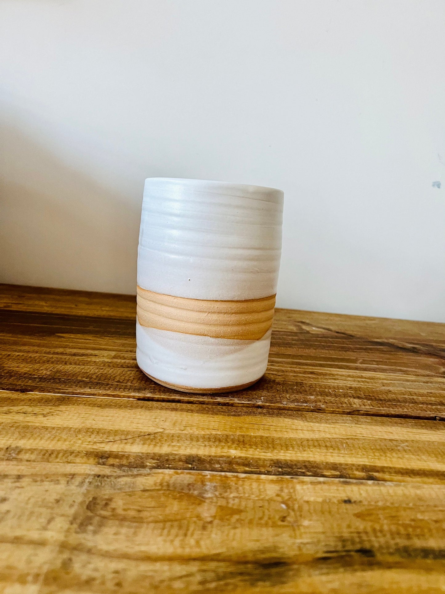 SECONDS white criss cross utensil holder. ceramic.