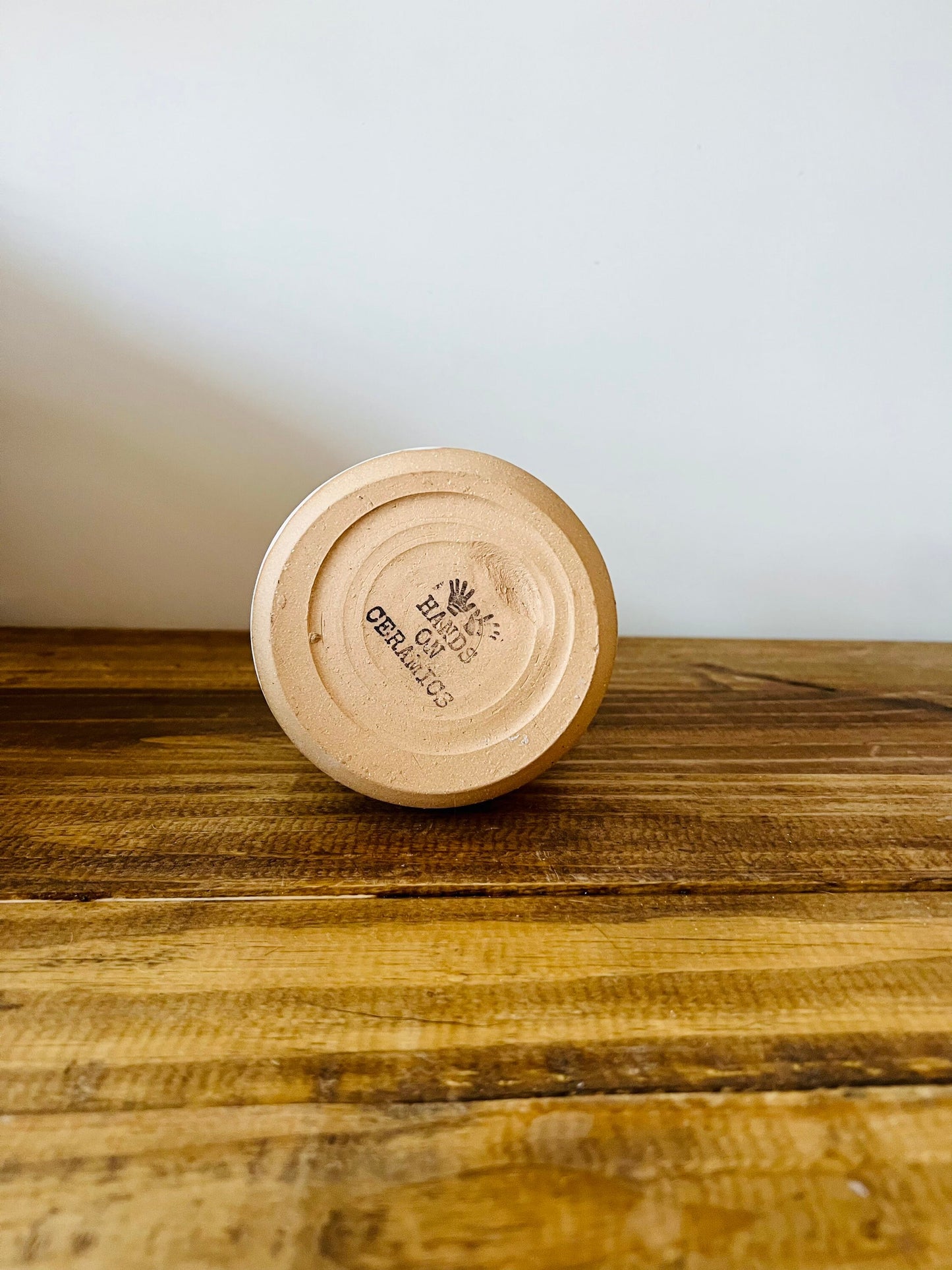 Whites criss cross tall cylinder utensil holder . ceramic.