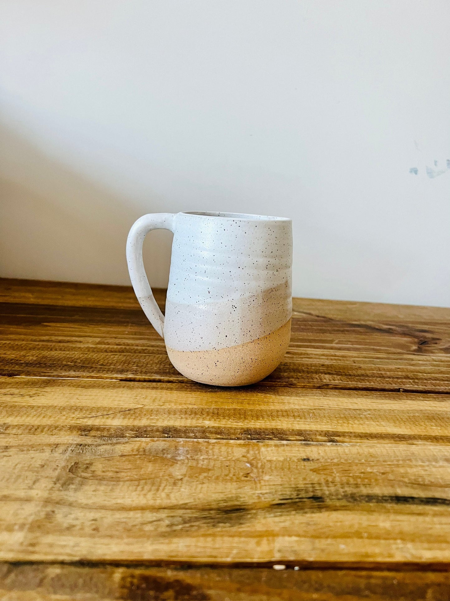 SECONDS-Round Bottom coffee Mugs- white and speckled- handmade coffee mug
