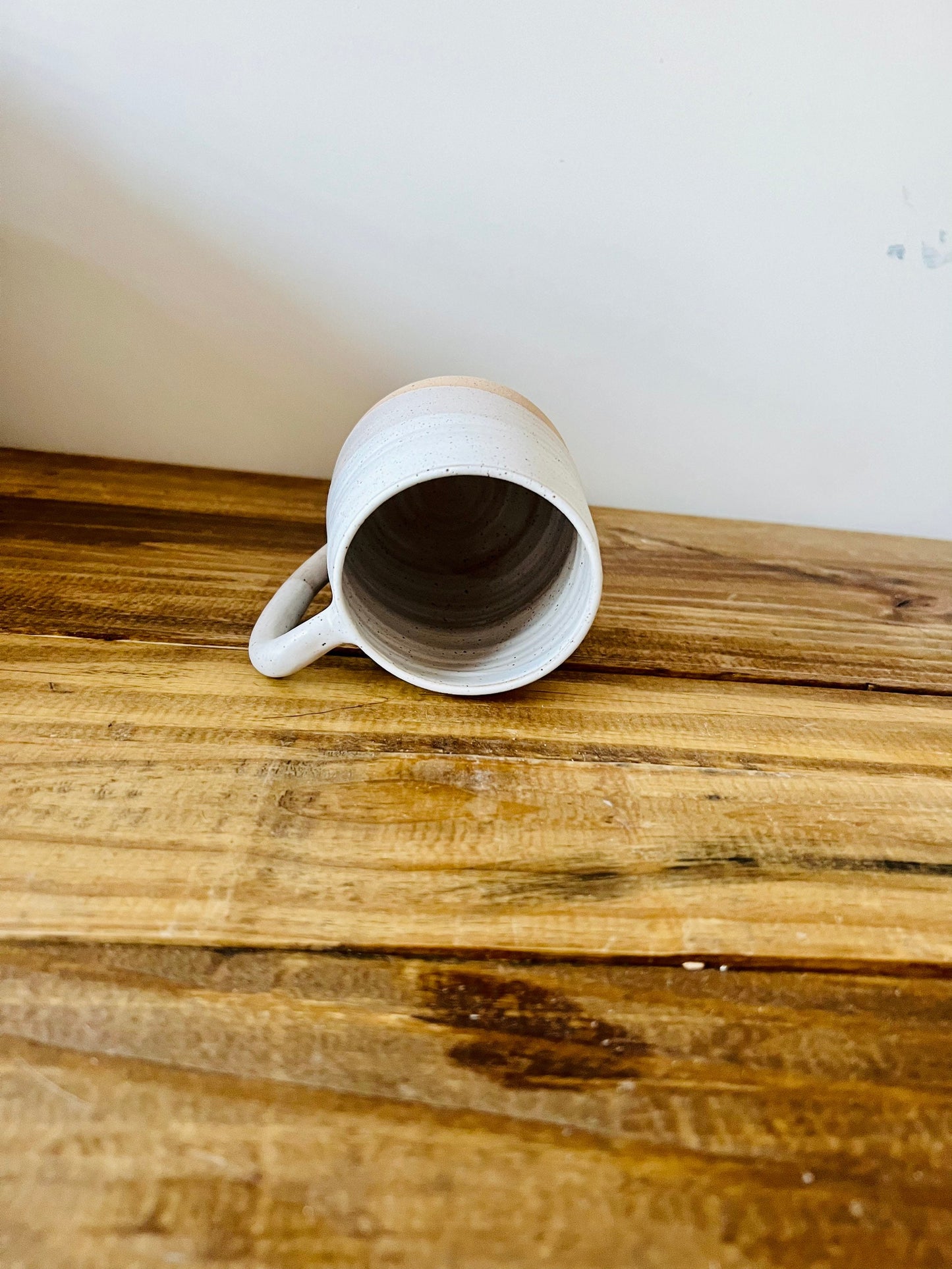 SECONDS-Round Bottom coffee Mugs- white and speckled- handmade coffee mug