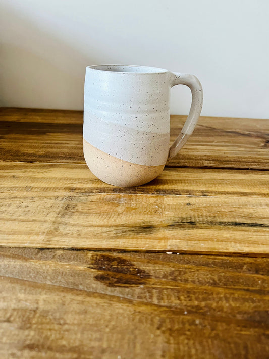SECONDS-Round Bottom coffee Mugs- white and speckled- handmade coffee mug