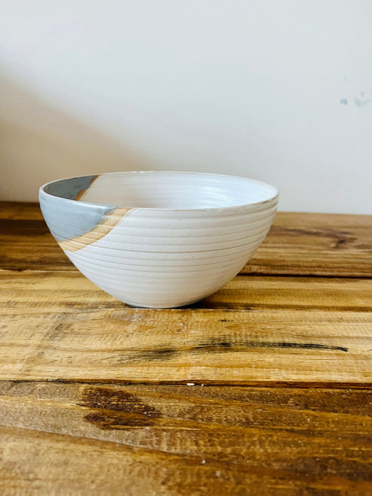 Seconds- gray and white oversized cereal bowl