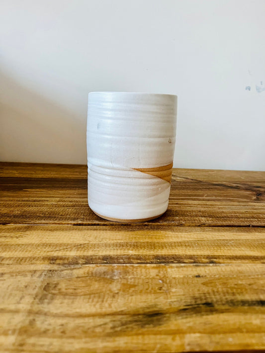 SECONDS white criss cross utensil holder. ceramic.