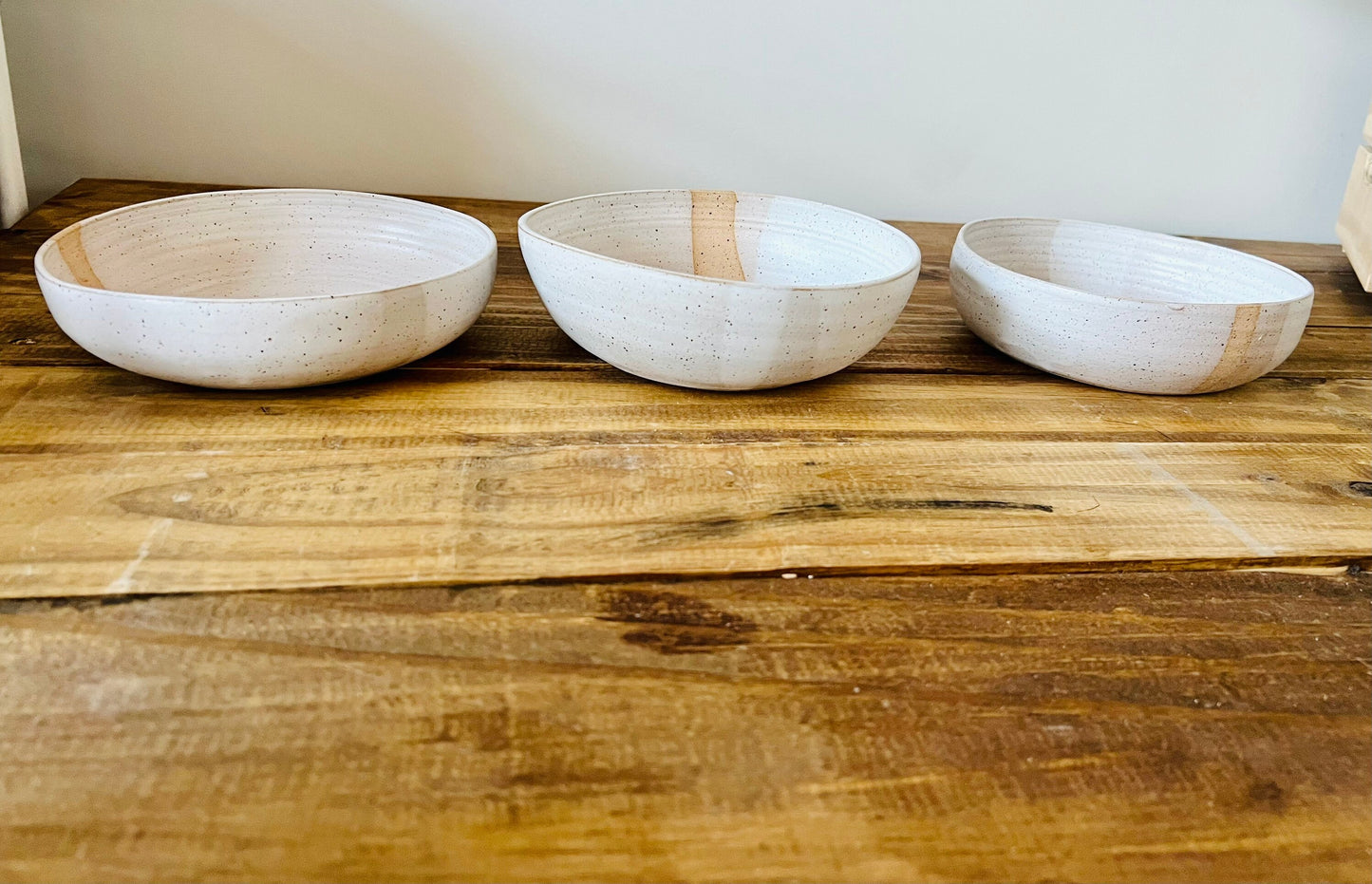 SECONDS- Cross cross wide bottom bowls. Handmade. white. kitchen decor