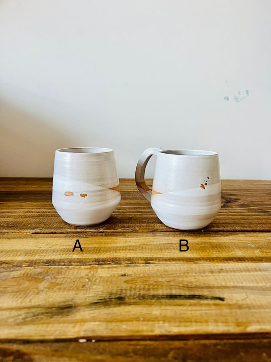 seconds- criss crossed white ceramic tumbler- Drinking glass. Ceramic. Handmade