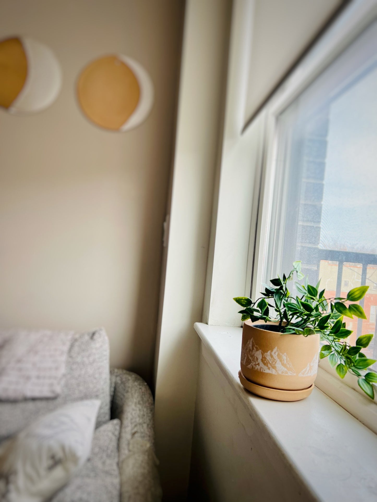 Mountain Planter with Saucer - Cylinder Succulent Pot - Handmade Ceramic