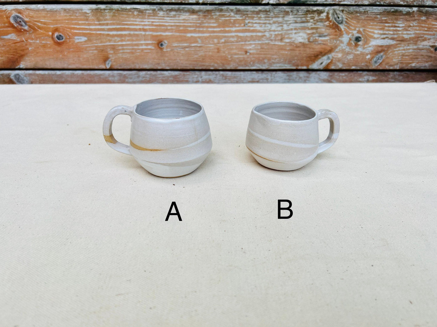 Seconds - Criss-Cross Angled Espresso Mugs - White - Handmade Ceramic Kitchenware