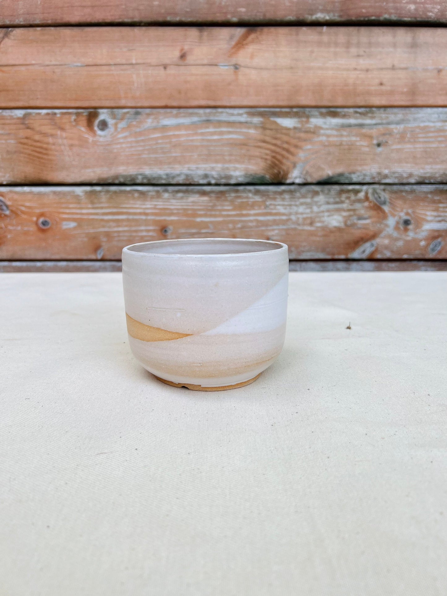 Seconds - Planter Pot with Drainage Hole - White and Natural Stoneware - Handmade Ceramic
