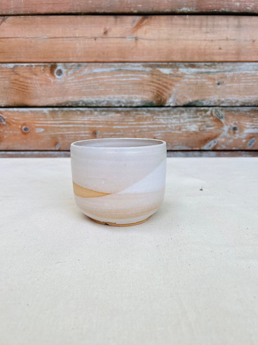 Seconds - Planter Pot with Drainage Hole - White and Natural Stoneware - Handmade Ceramic