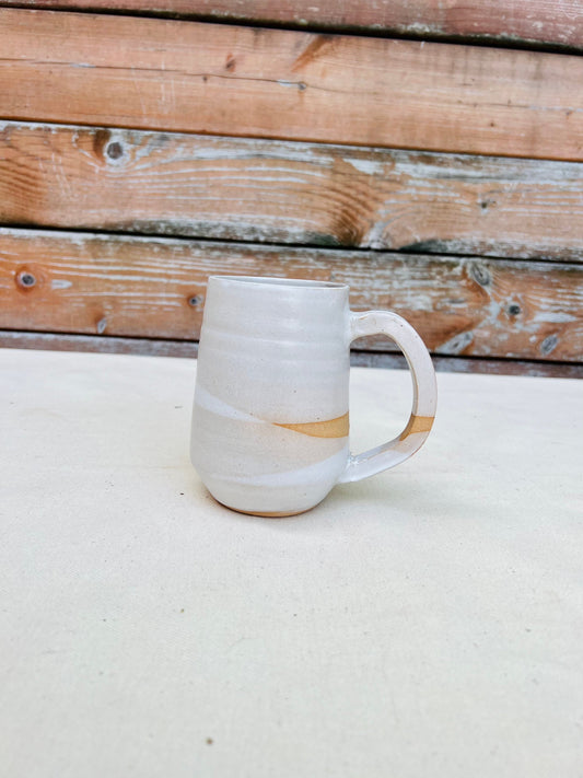Limited Edition - Tall Angled Coffee Mug - White - Handmade Ceramic
