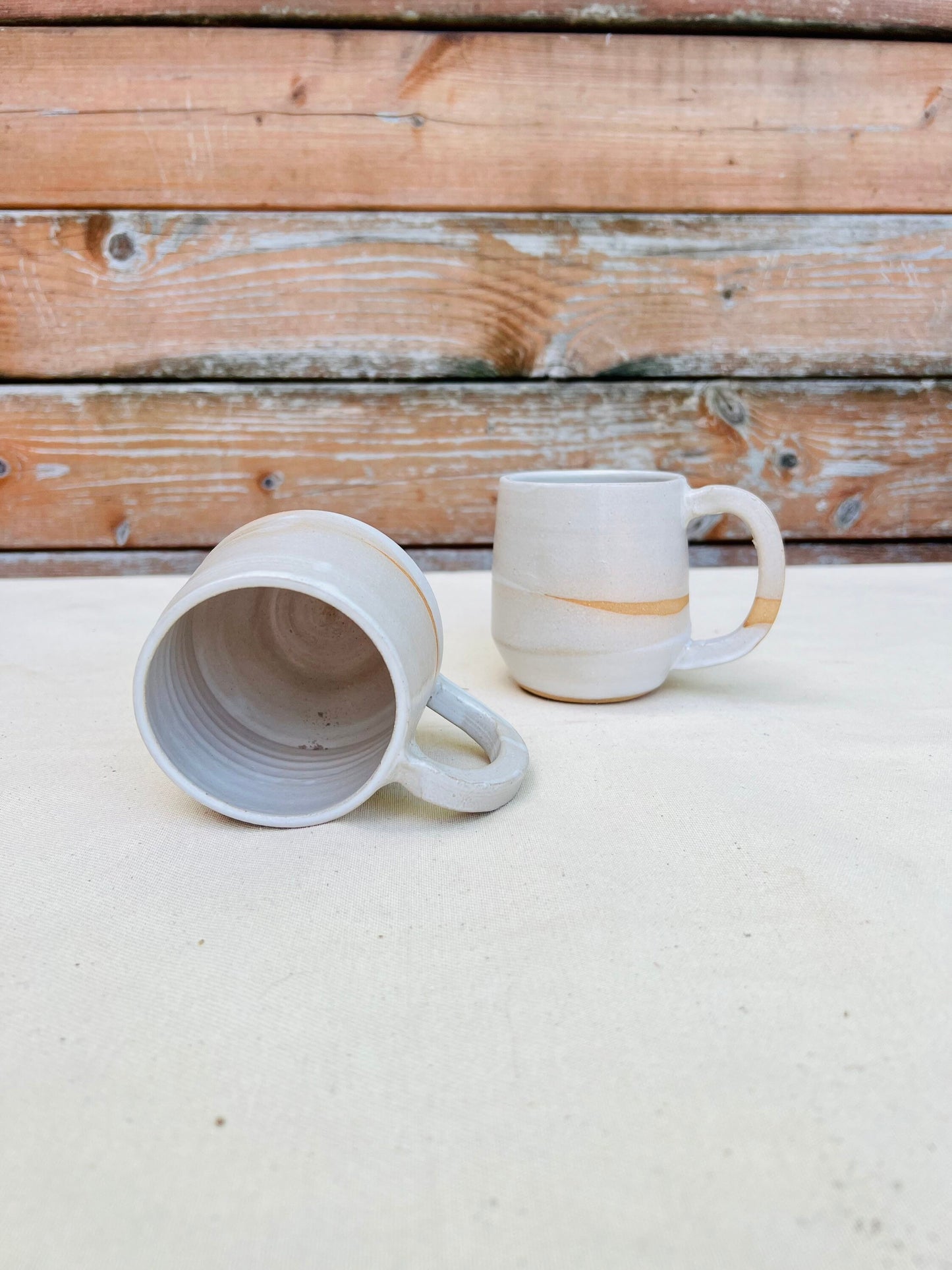 Limited Edition - Criss-Cross Angled Mugs - White - Handmade Ceramic Kitchenware