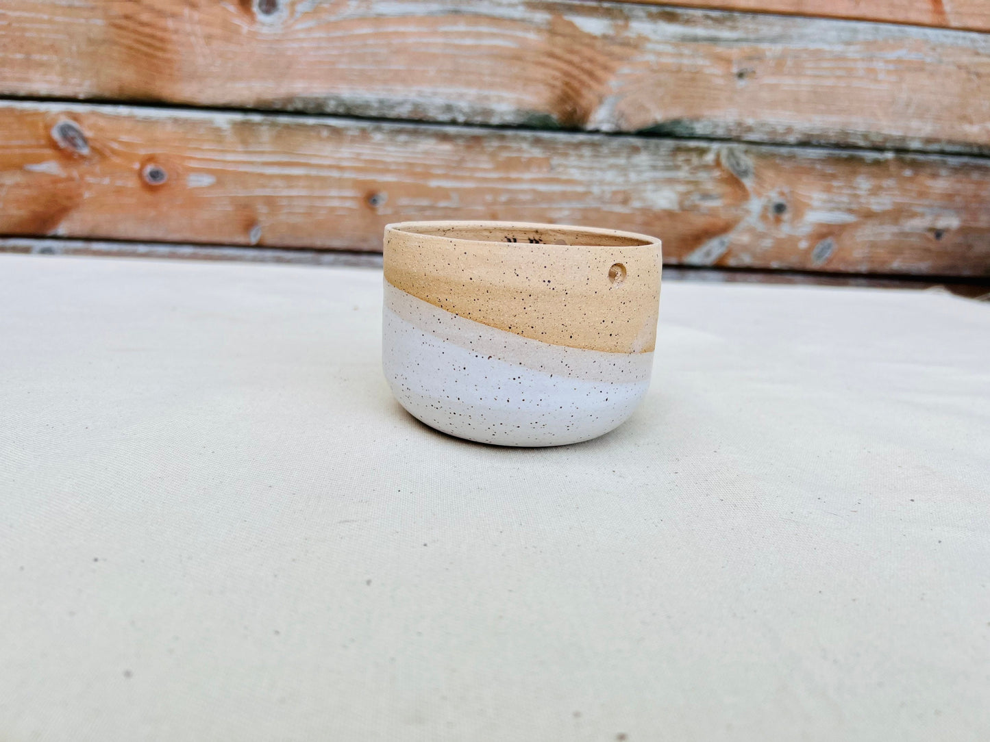 Seconds - Hanging Orb Planter with Cord - White - Handmade Ceramic