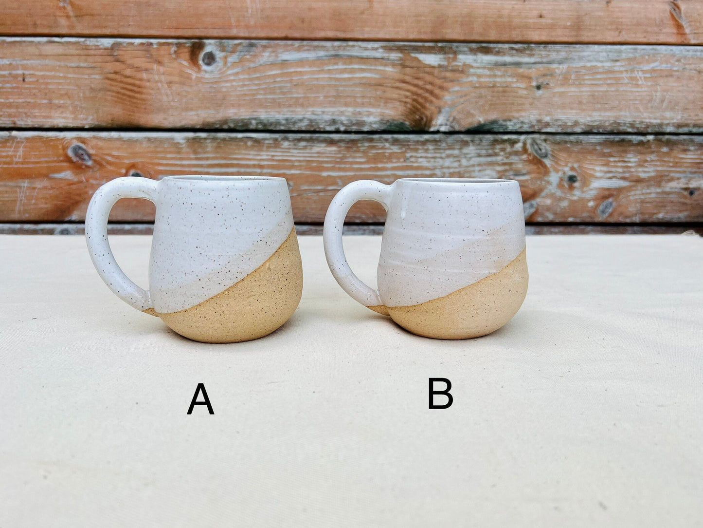 Seconds - Round Bottom Coffee Mug - White and Natural Stoneware - Handmade Ceramic