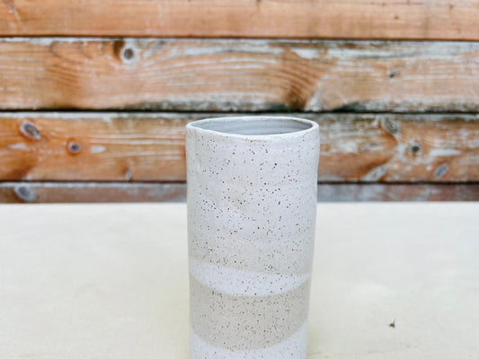 Seconds - Criss-Cross Tall Cylinder Vase - White and Speckled Grey