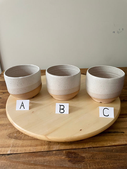 Seconds - Planter Pot with Drainage Hole - White and Natural Stoneware - Handmade Ceramic