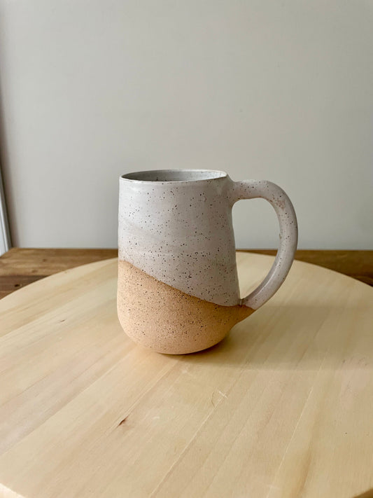 Seconds - Tall Round-Bottom Mug - Speckled White - Handmade Ceramic Coffee Mug