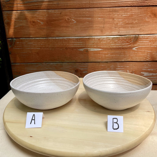 Seconds - Angled Bowls - Speckled White - Handmade Ceramic Kitchenware