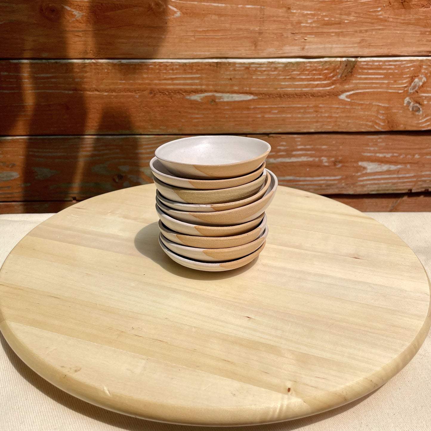 Seconds - Angle-Dipped Ramekin - White and Natural Stoneware - Handmade Ceramic