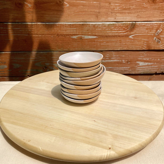Seconds - Angle-Dipped Ramekin - White and Natural Stoneware - Handmade Ceramic