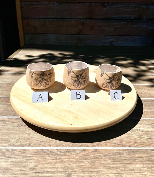 Seconds - Flower Cup - White and Speckled Stoneware - Handmade Espresso Mug - Small Tumbler