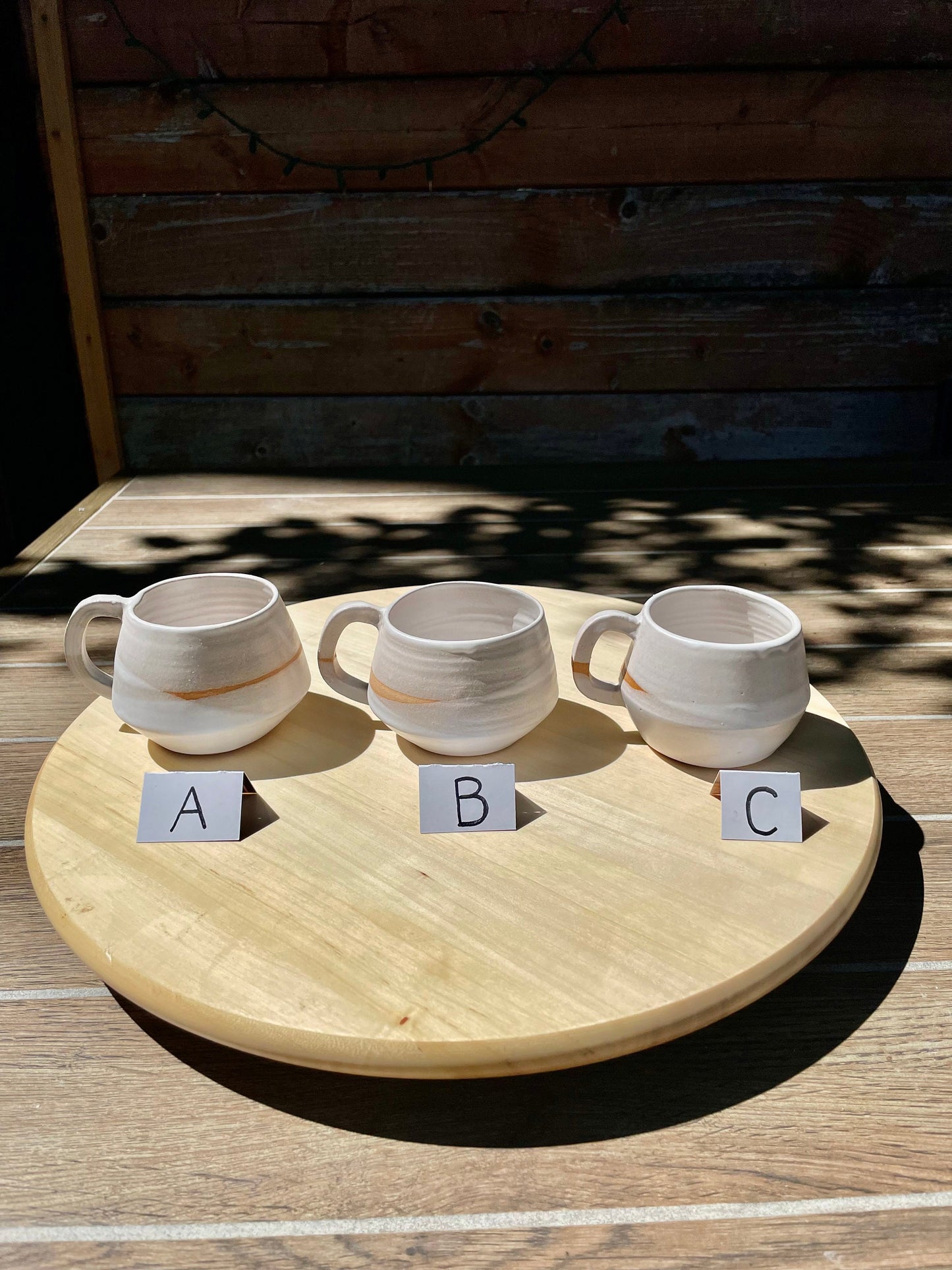 Seconds - Criss-Cross Angled Espresso Mugs - White - Handmade Ceramic Kitchenware