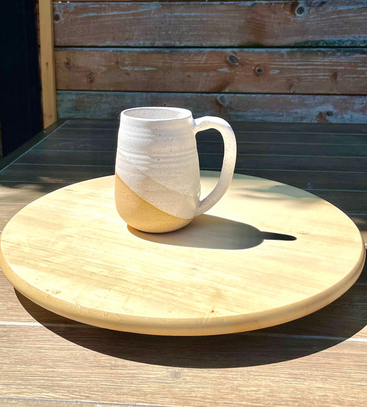 Seconds - Tall Round-Bottom Mug - Speckled White - Handmade Ceramic Coffee Mug