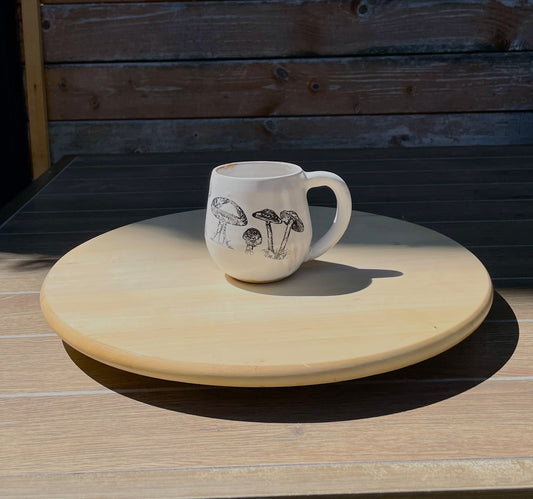 Sample Sale - Shroom Mug - White - Handmade Ceramic Coffee Mug - Distressed Mushroom Design