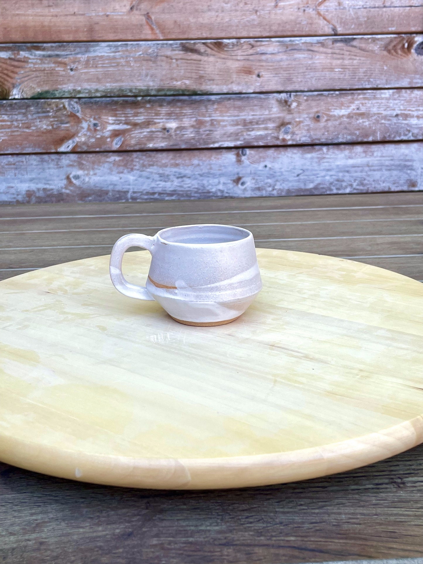 Seconds - Criss-Cross Angled Espresso Mug - White - Handmade Ceramic Kitchenware