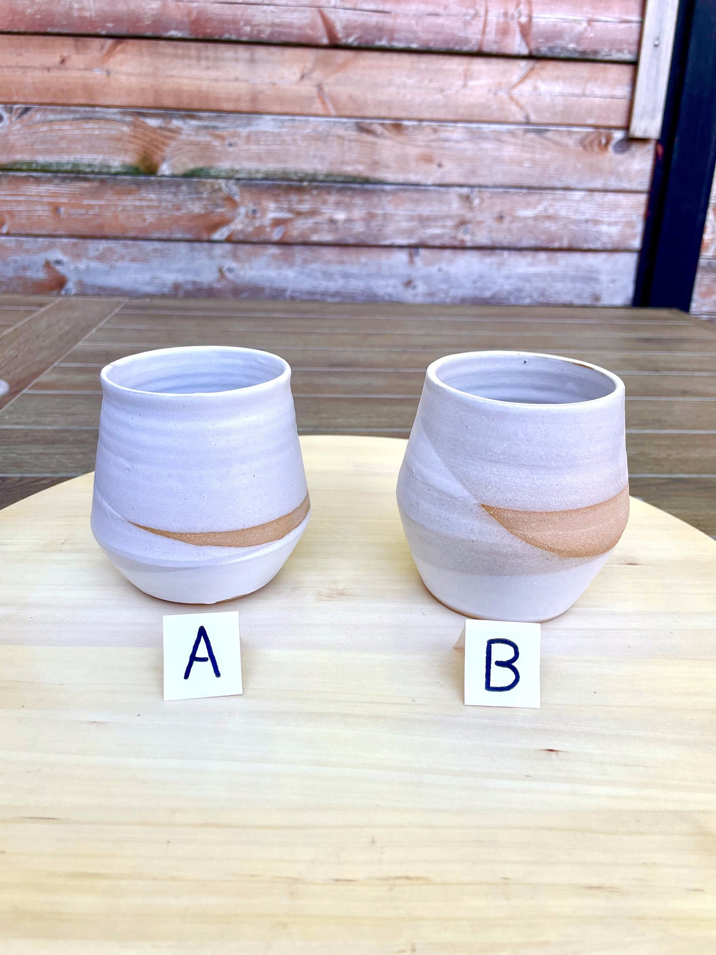 Seconds - Criss-Cross Angled Tumbler - White - Handmade Ceramic Kitchenware