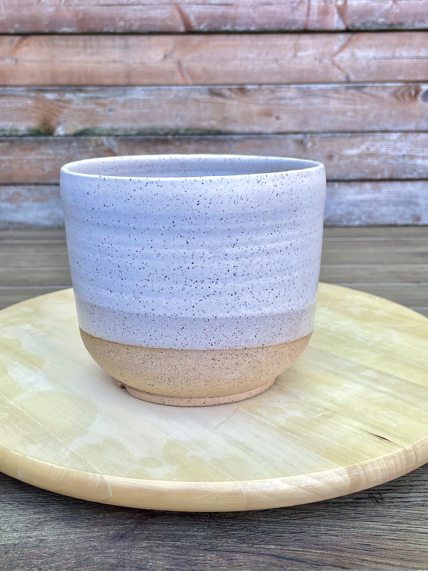Seconds - Planter Pot with Drainage Hole -  Speckled White - Handmade Ceramic