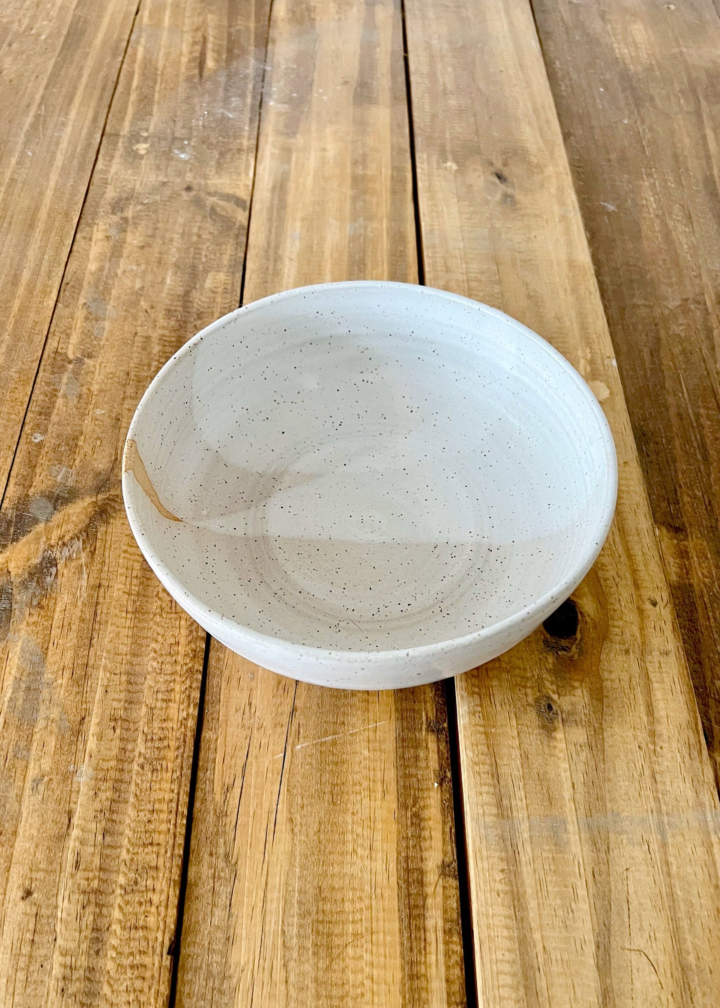 SALE! 50% OFF! Handmade Criss-Cross Wide-Bottom Bowl  Unique Ceramic Kitchenware in Warm White Glaze