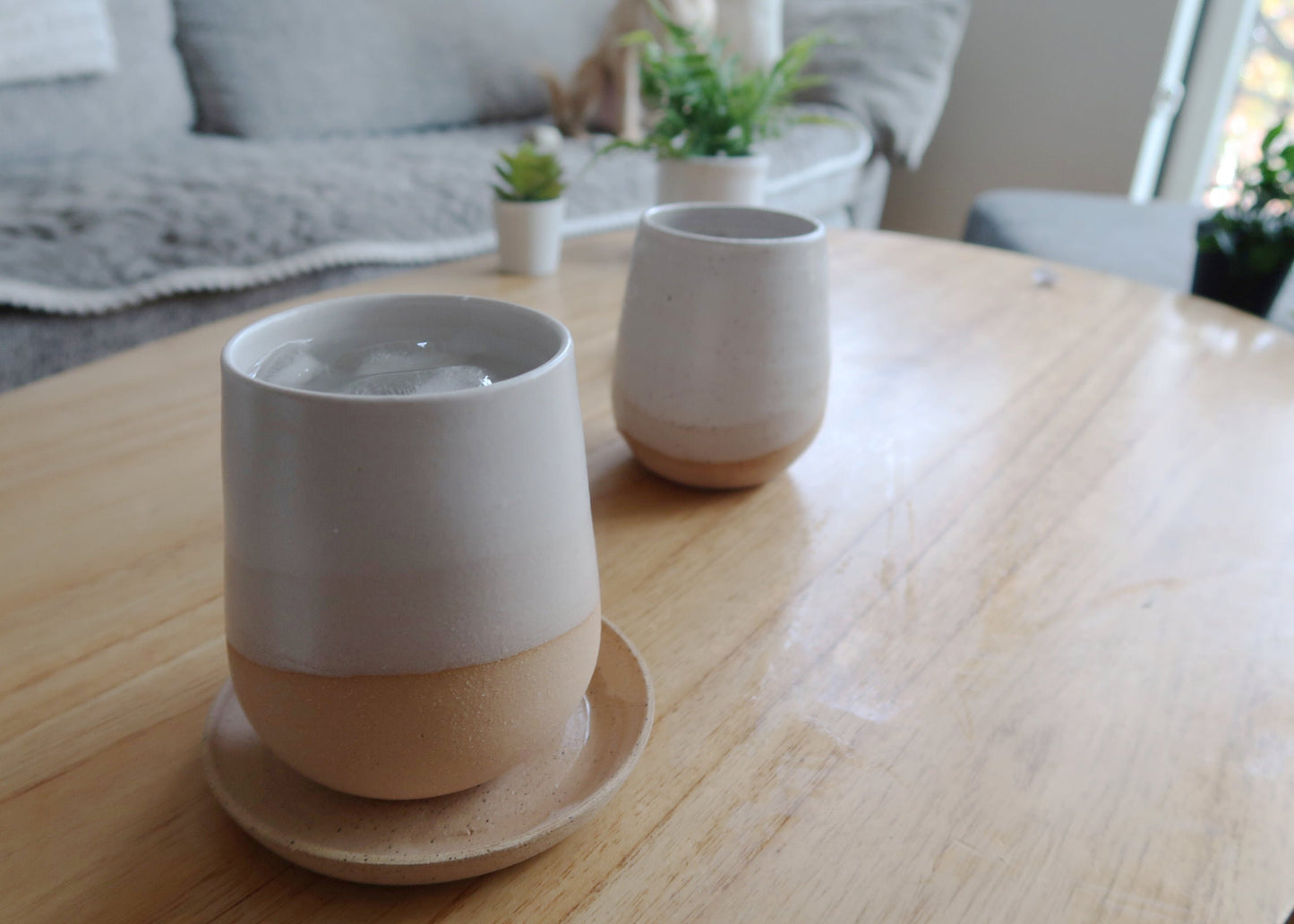 SALE! 50% off - Round Bottom Tumbler - White Ceramic Cup - Handmade Drinking Glass