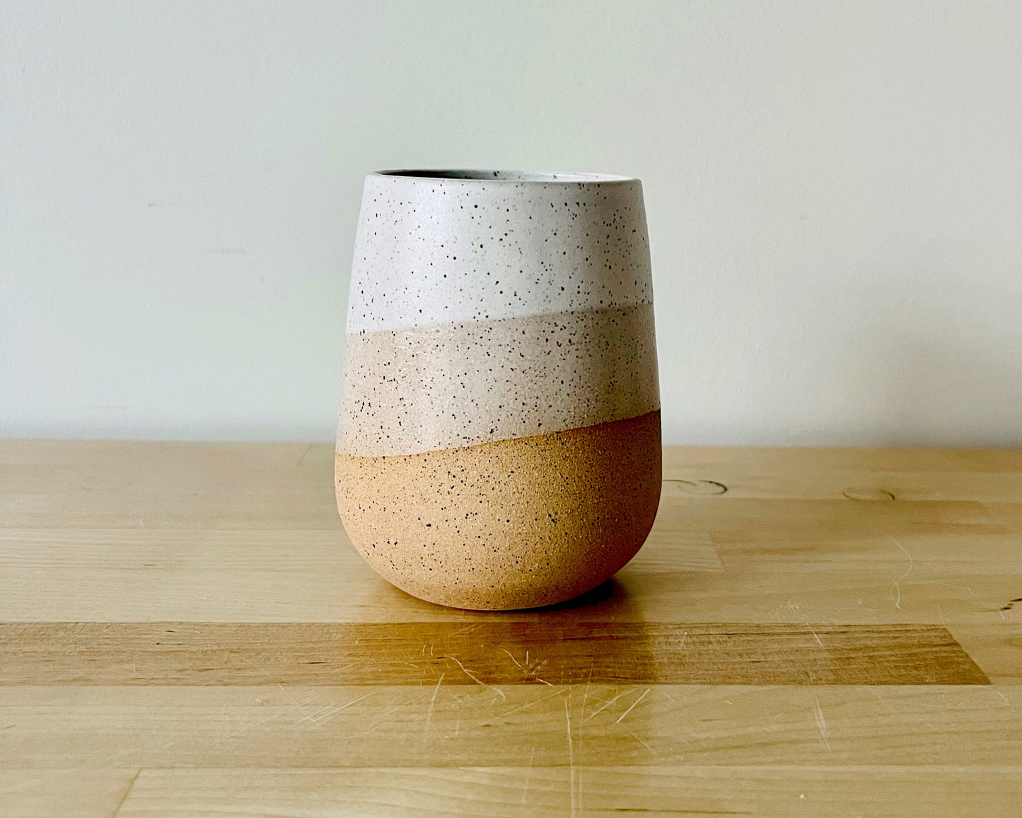 SALE! 50% off - Round Bottom Tumbler - White Ceramic Cup - Handmade Drinking Glass