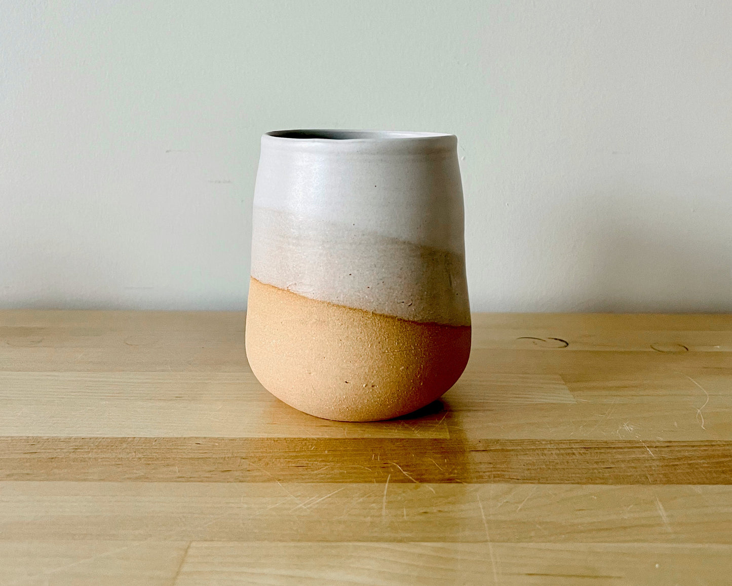 SALE! 50% off - Round Bottom Tumbler - White Ceramic Cup - Handmade Drinking Glass