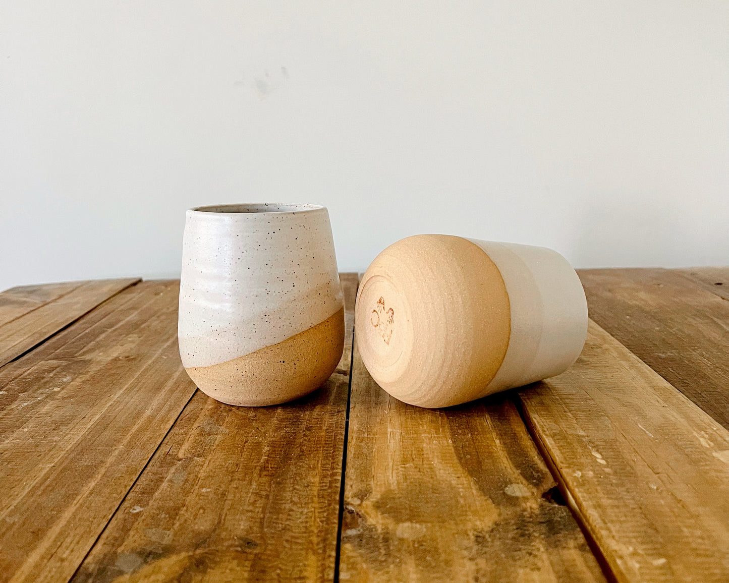 SALE! 50% off - Round Bottom Tumbler - White Ceramic Cup - Handmade Drinking Glass