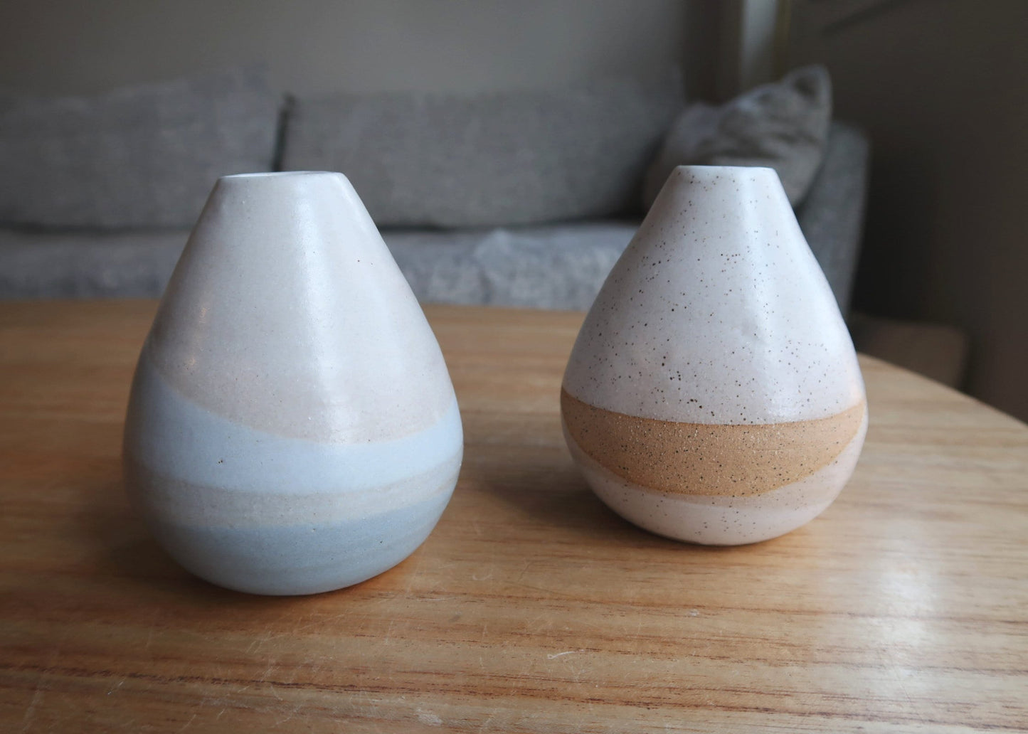 Handmade Criss-Cross Wide-Bottom Bud Vase  Unique Ceramic Vase with Color Options