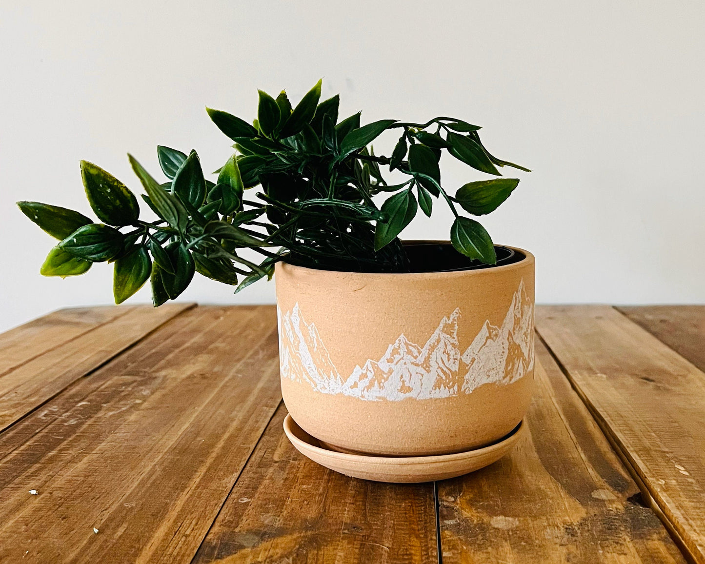 Mountain Planter with Saucer - Cylinder Succulent Pot - Handmade Ceramic